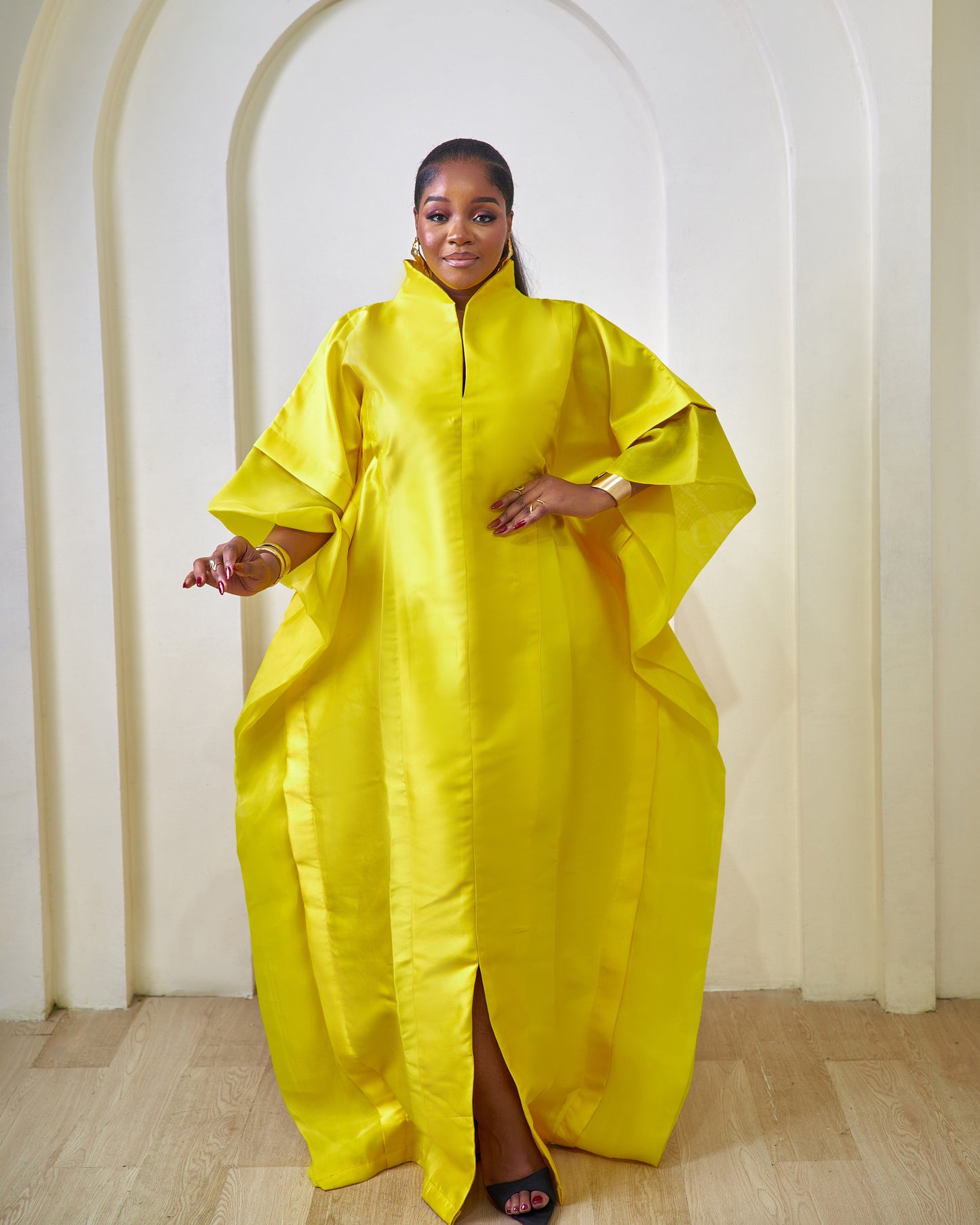 Malika Olive Green Mikado and Organdi African Boubou