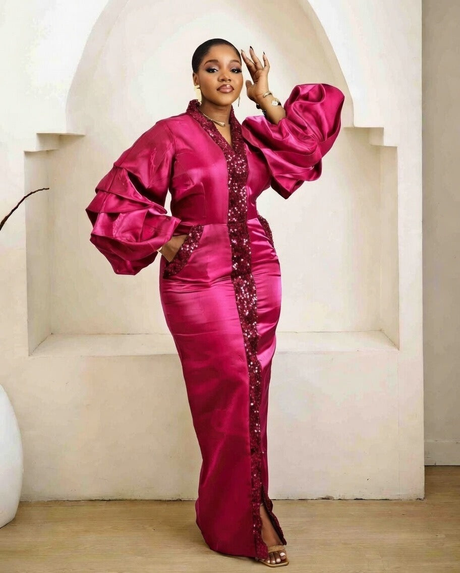 Ifunanya Pink Kaftan African Maxi Dress