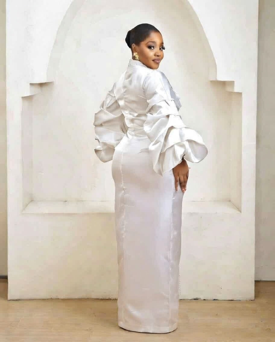 Zubaida White Kaftan African Maxi Dress