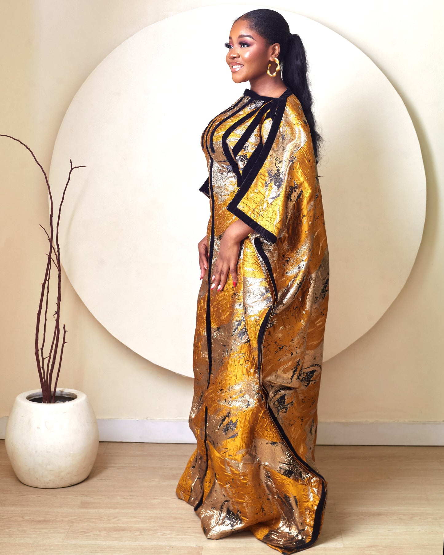 Idara Golden yellow african brocade Boubou
