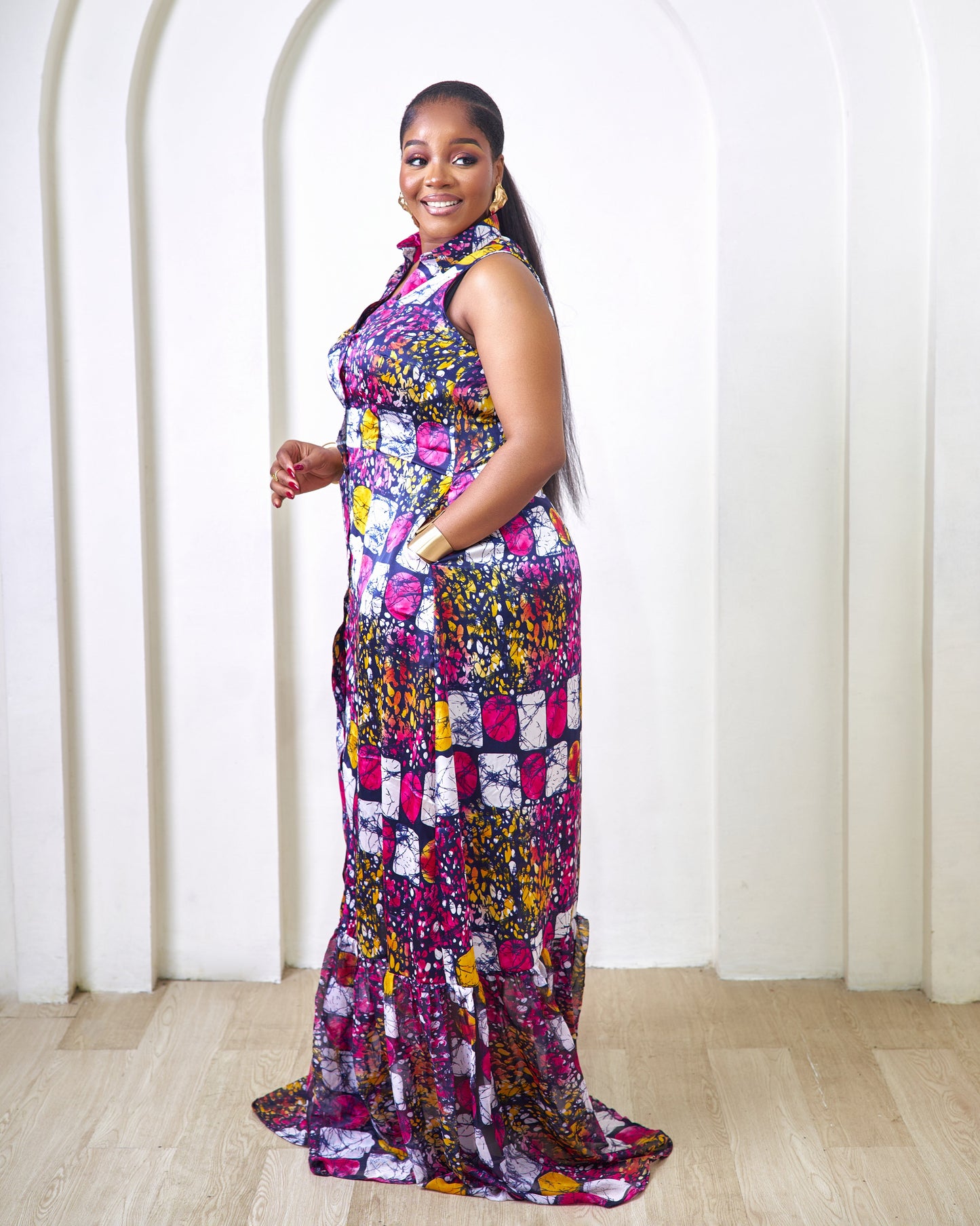 Adelaide African Print Tiered Maxi Dress