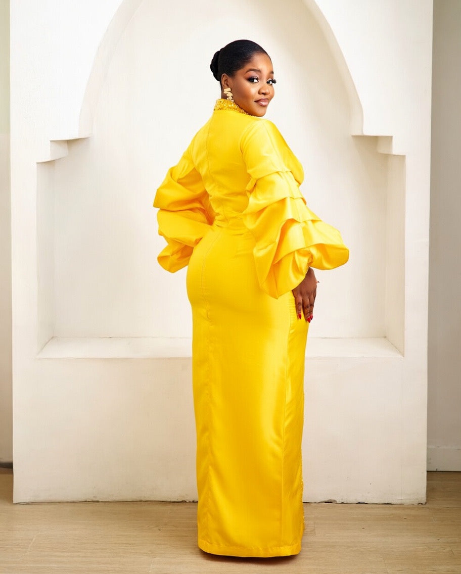 Saba Yellow Kaftan African Maxi Dress