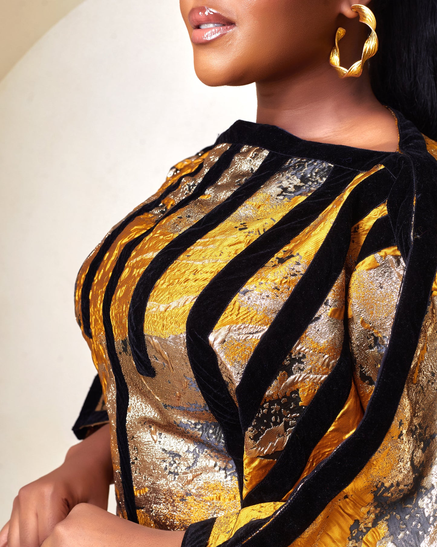 Idara Golden yellow african brocade Boubou