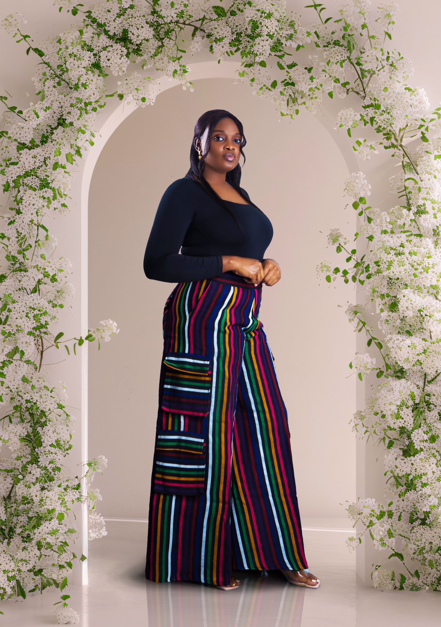 Lacy palazzo cargo pant set