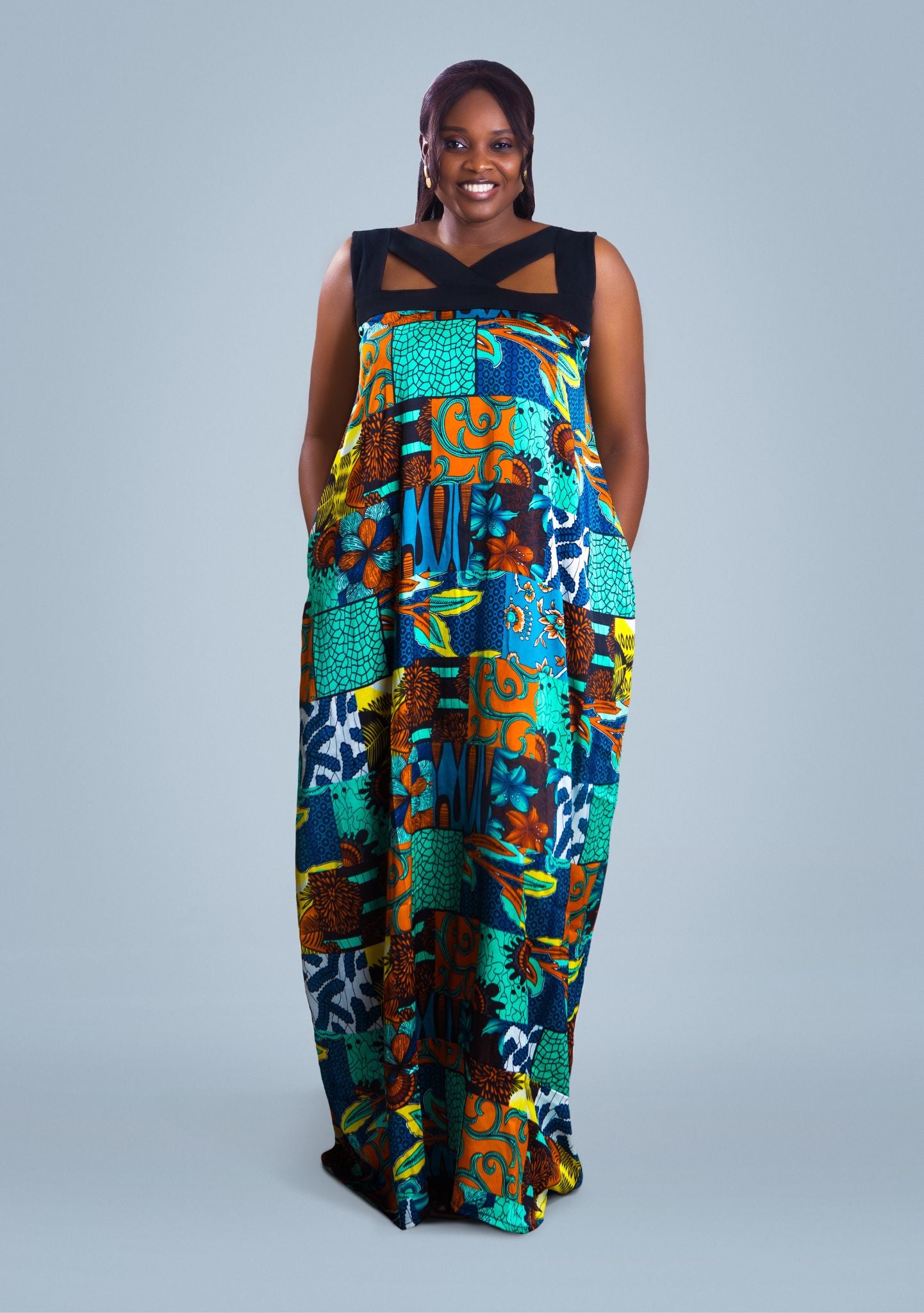 Zola African print ankara and lace mix dress