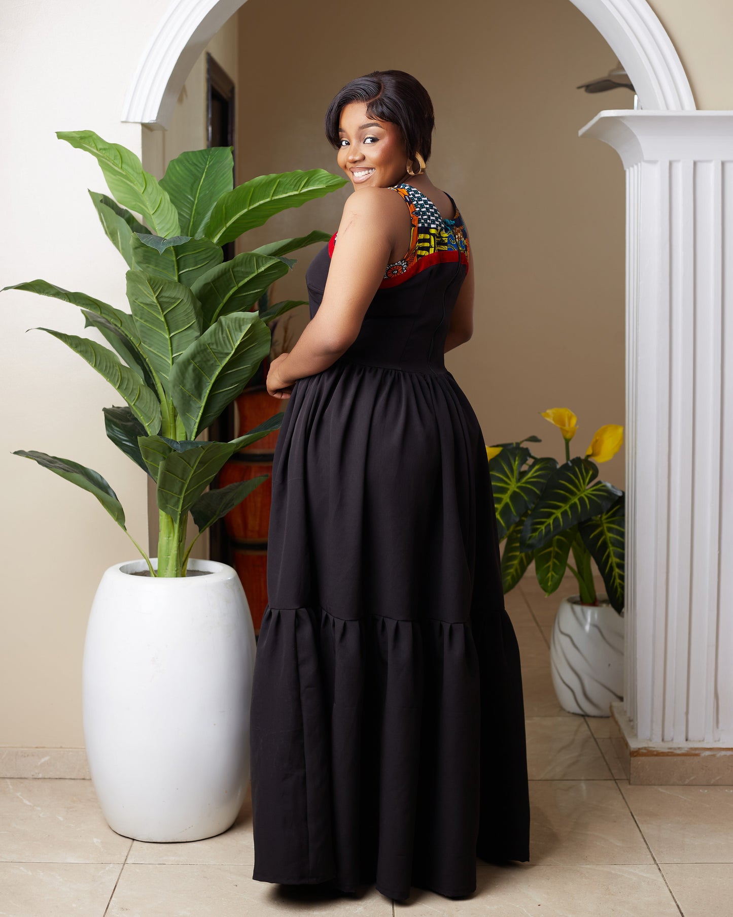 Abarta Women's African Print Two Step Gathered Gown