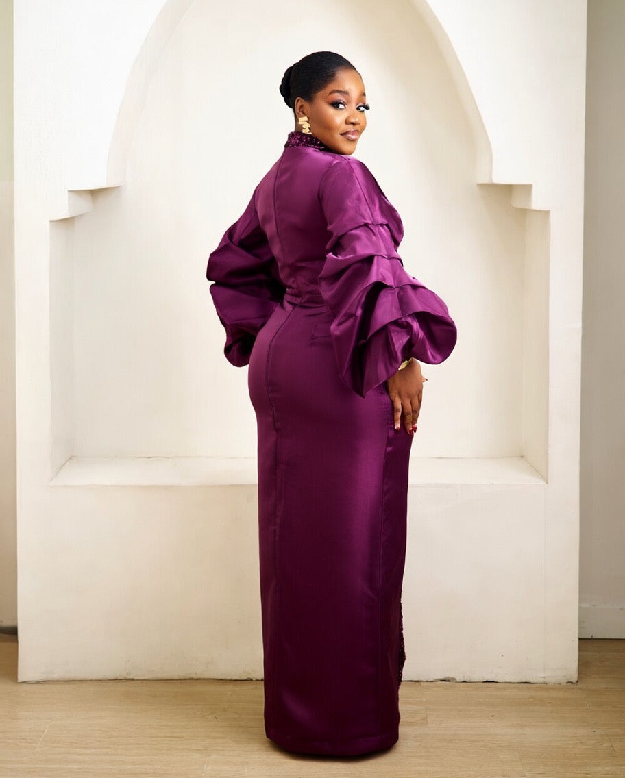 Adebisi Purple Kaftan African Maxi Dress