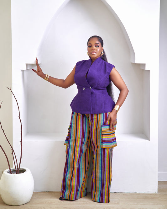Ada Lux Aso Oke African Print Pant Set