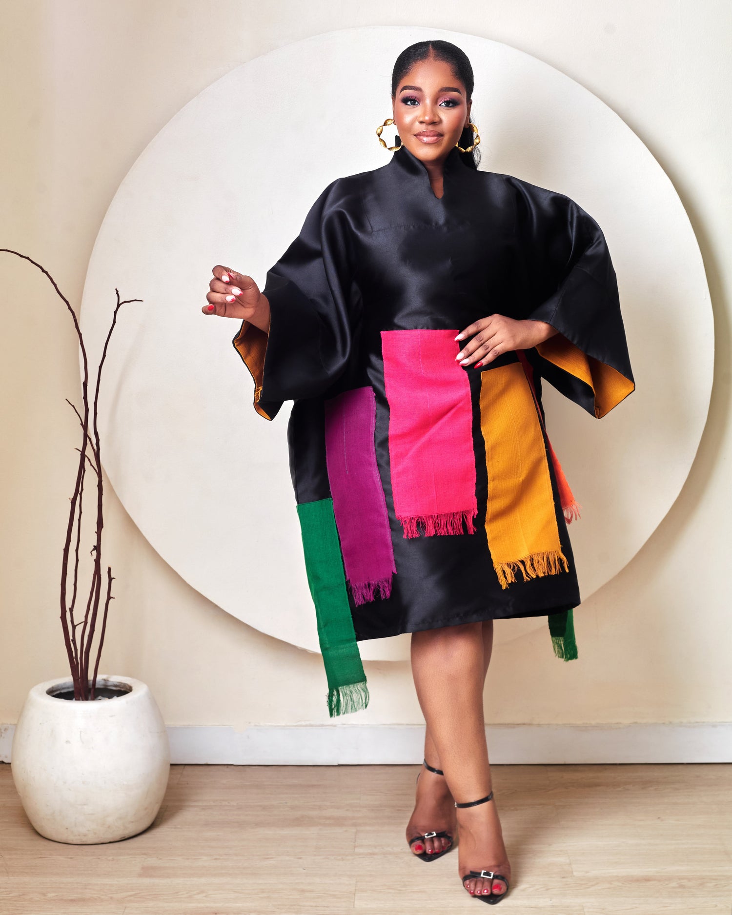 Ariel Black Short Mikado Aso Oke Boubou – Teda Designs