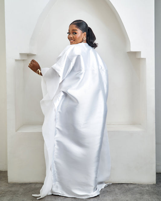 Awe White African Satin Boubou