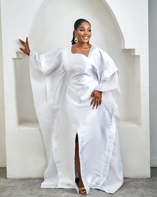 Awe White African Satin Boubou