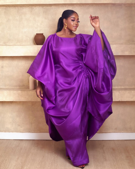 Zari Purple Two Piece African Mikado Pant Set
