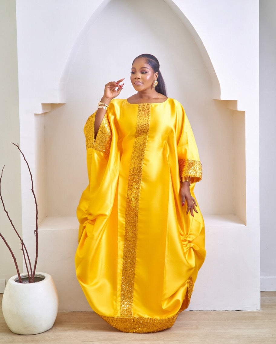 Ayaba Luxurious Yellow African Boubou