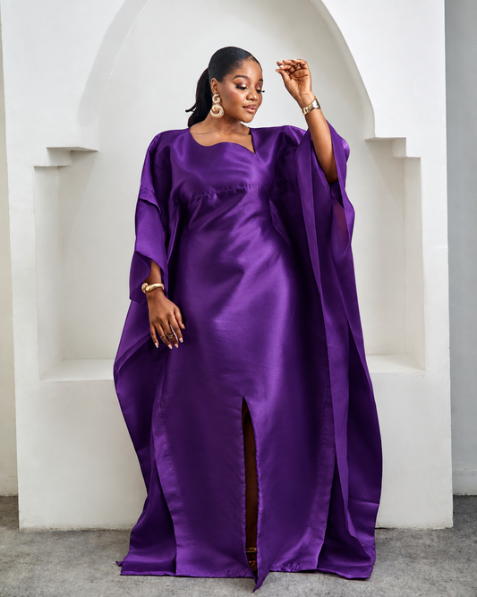 Awe Purple African Satin Boubou