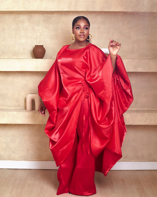 Bernice Red 2 piece African Mikado Pant Set
