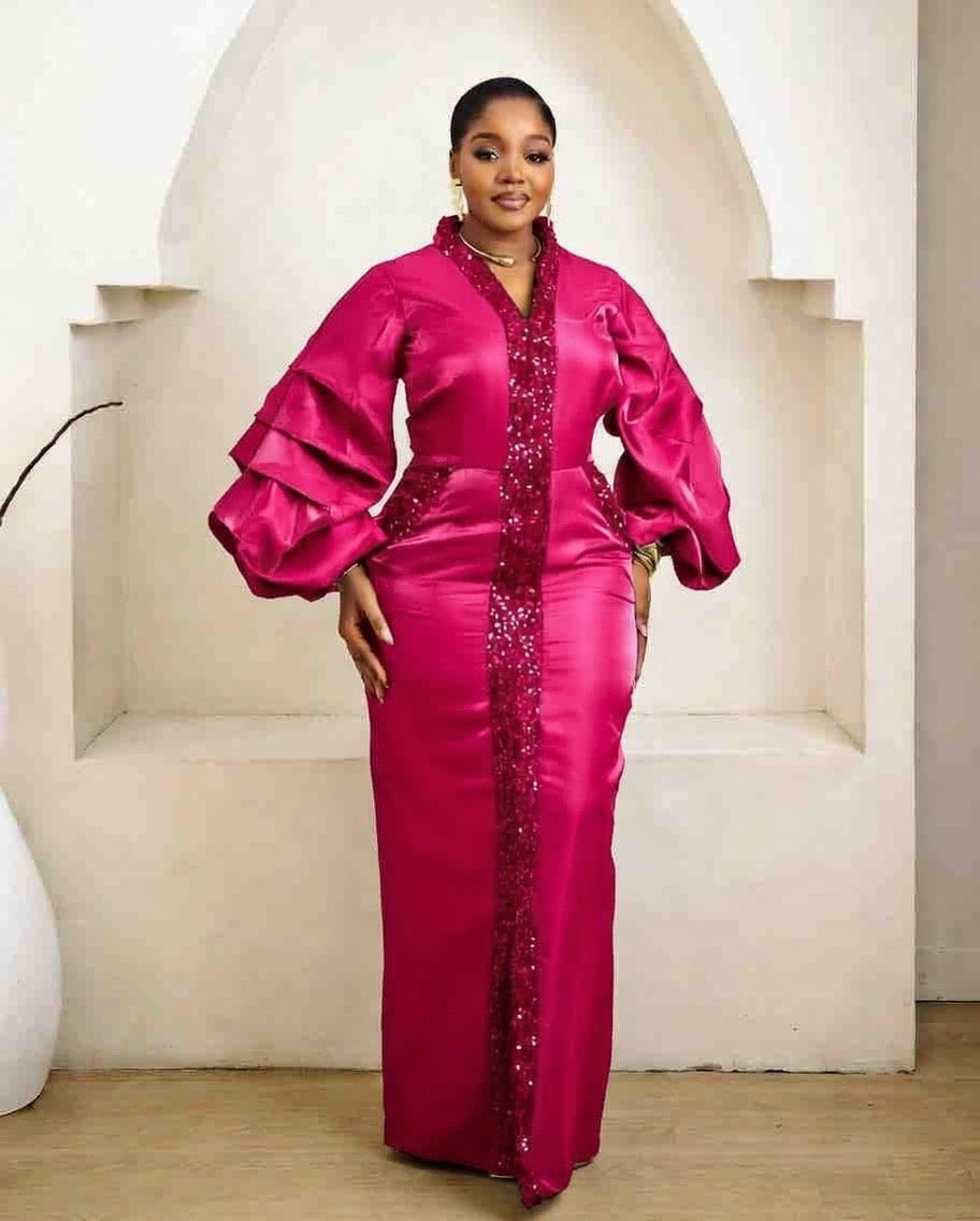Ifunanya Pink Kaftan African Maxi Dress