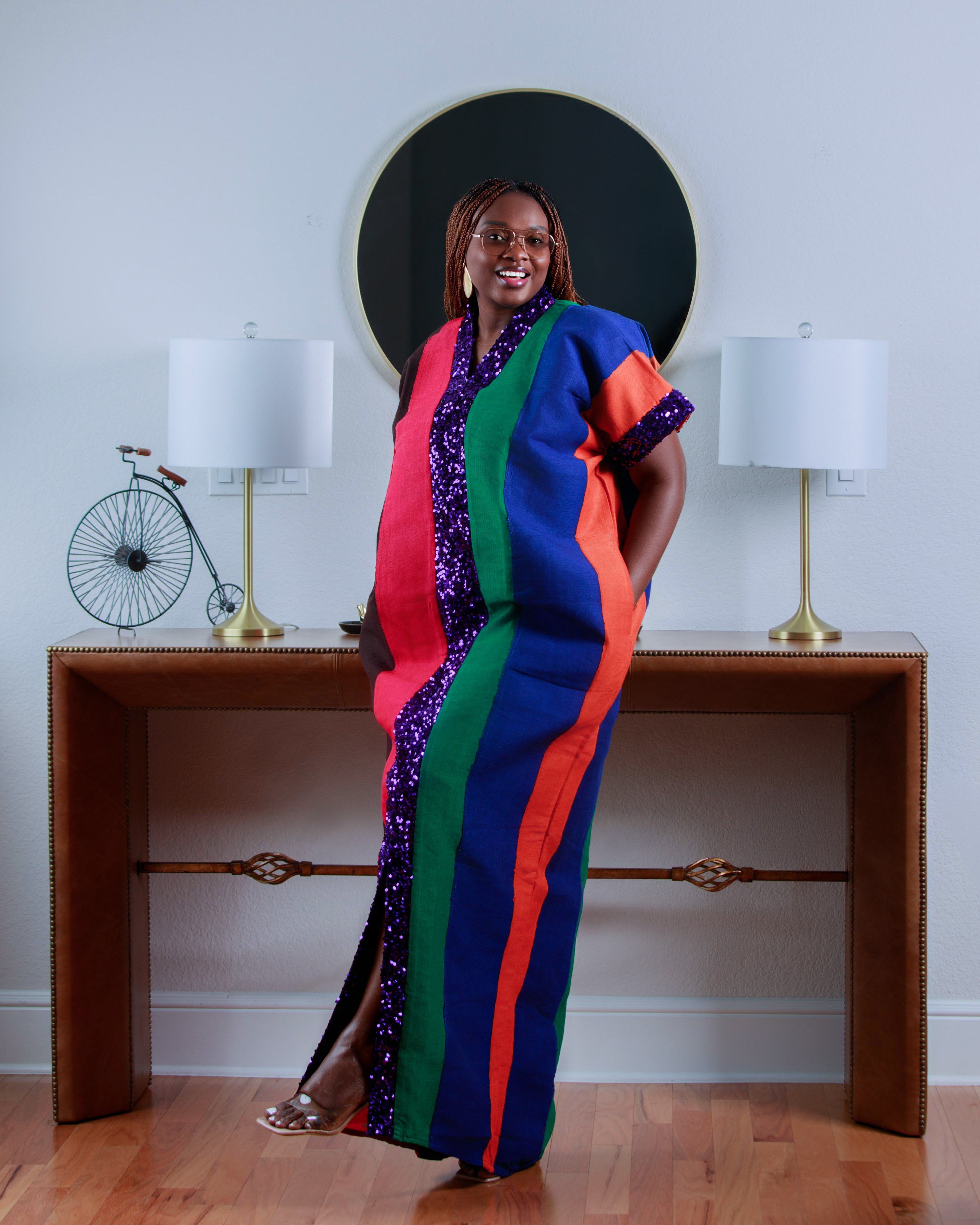 Ashake aso oke and sequins dress – Teda Designs