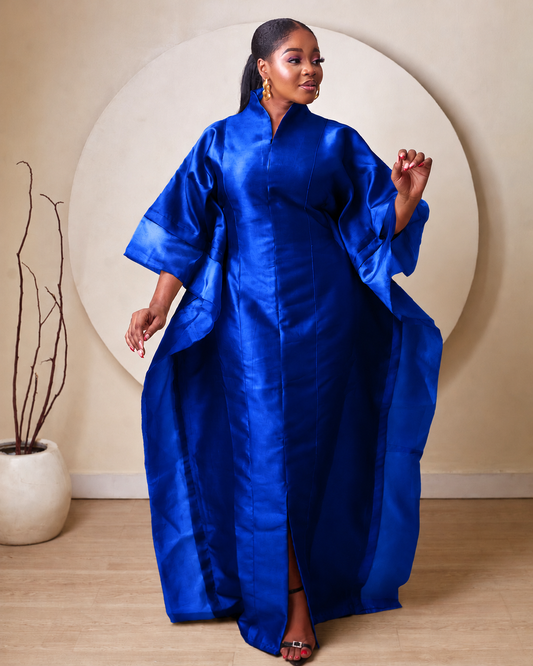 Oyinkansola Royal blue Mikado and Organdi African Boubou