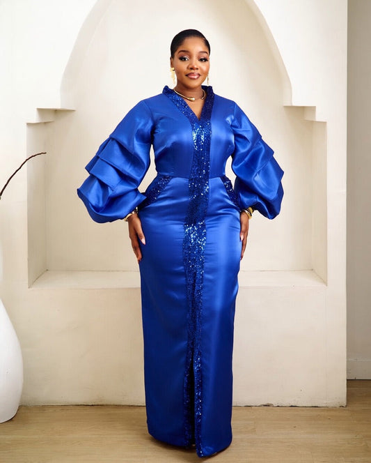 Nyala Cobalt Blue Kaftan African Maxi Dress