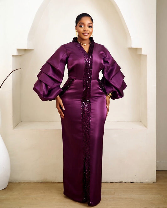 Adebisi Purple Kaftan African Maxi Dress