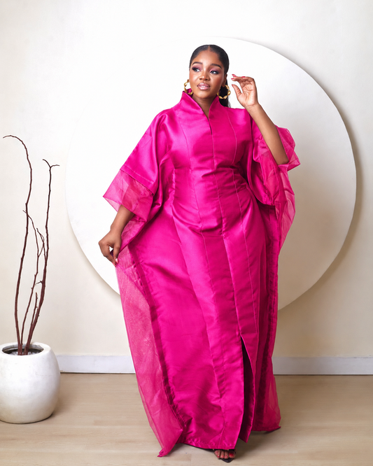 Oyinkansola Pink Mikado and Organdi African Boubou